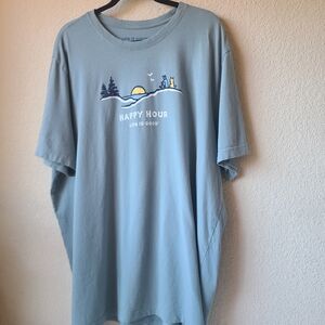Life Is Good Teal Crewneck T-Shirt Men's Size 2XL